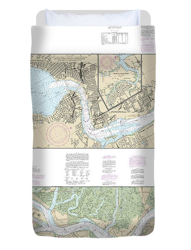 Nautical Chart-11491 St Johns River-atlantic Ocean-jacksonville - Duvet Cover