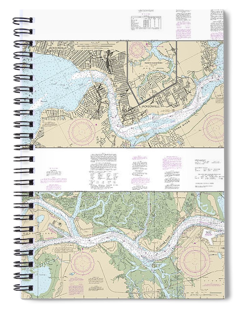 Nautical Chart 11491 St Johns River Atlantic Ocean Jacksonville Spiral Notebook