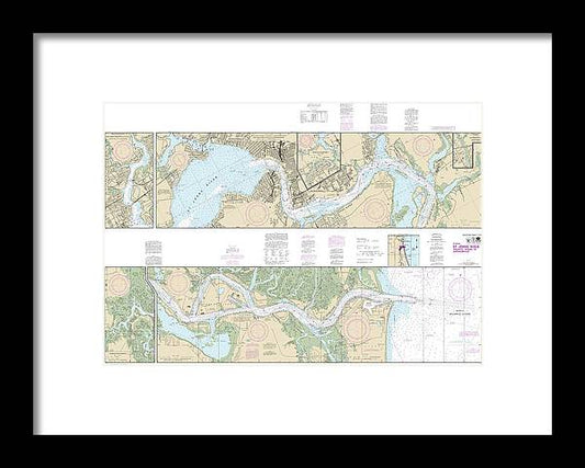 Nautical Chart-11491 St Johns River-atlantic Ocean-jacksonville - Framed Print