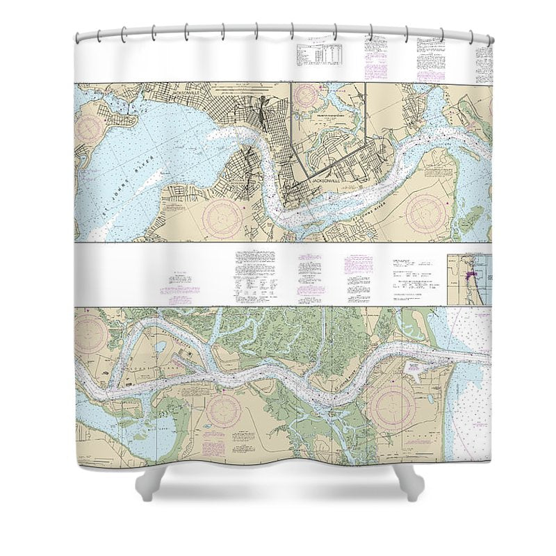 Nautical Chart 11491 St Johns River Atlantic Ocean Jacksonville Shower Curtain