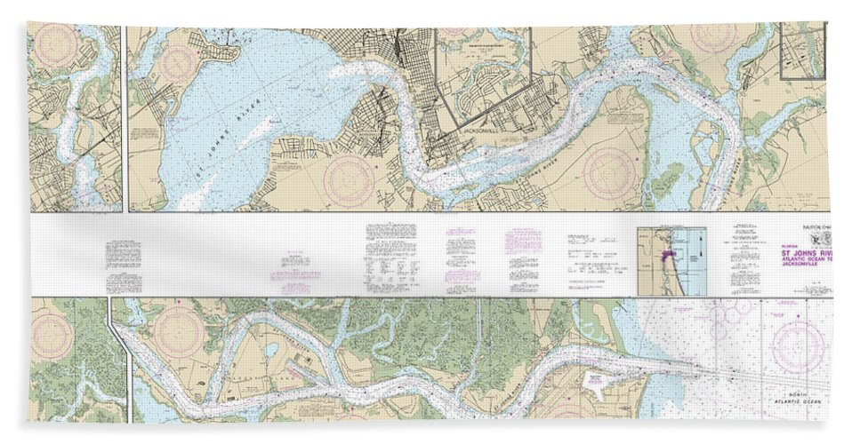 Nautical Chart-11491 St Johns River-atlantic Ocean-jacksonville - Bath Towel