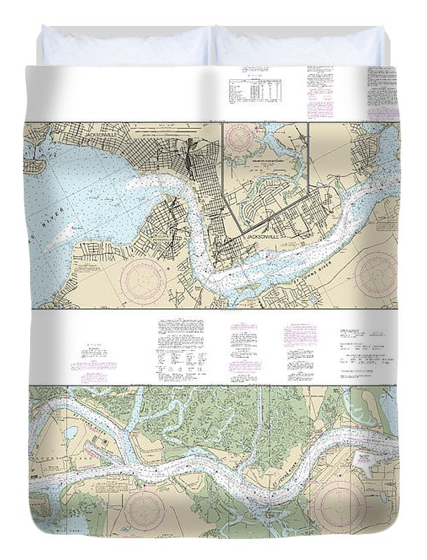 Nautical Chart-11491 St Johns River-atlantic Ocean-jacksonville - Duvet Cover