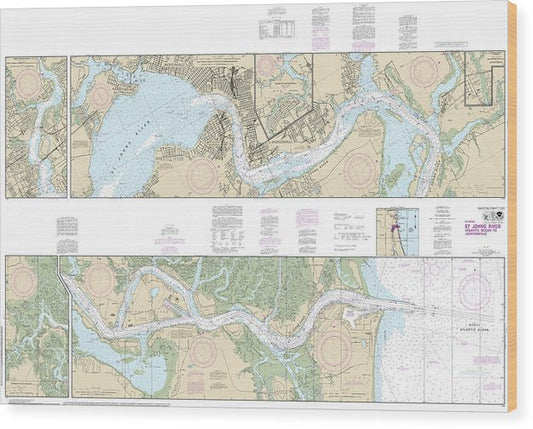 Nautical Chart-11491 St Johns River-Atlantic Ocean-Jacksonville Wood Print