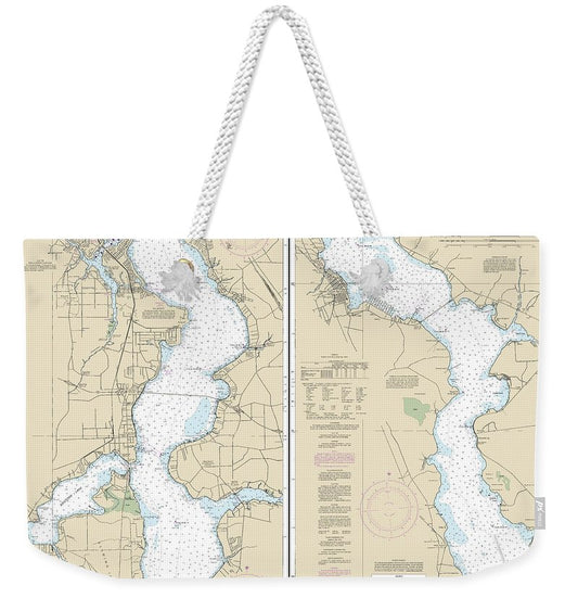 Nautical Chart-11492 St Johns River Jacksonville-racy Point - Weekender Tote Bag