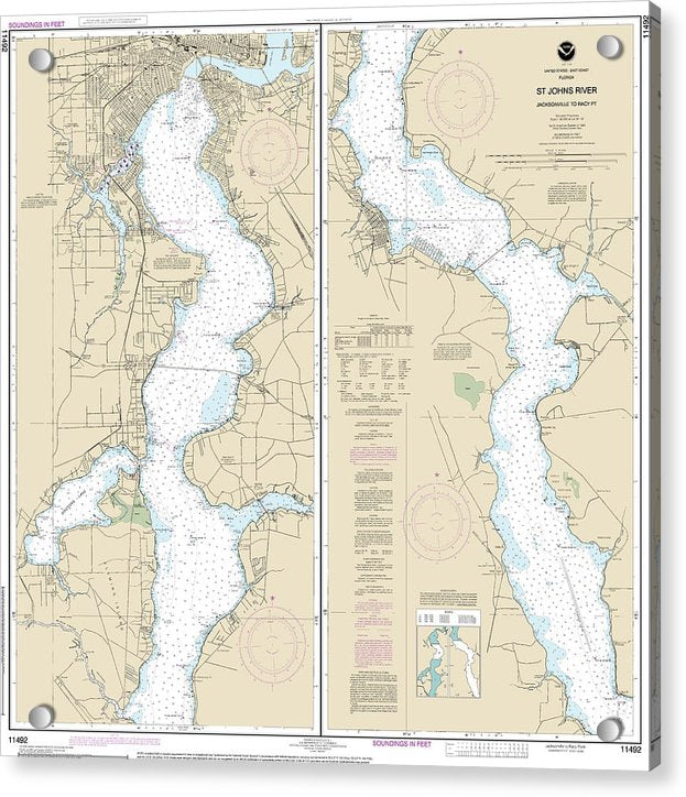 Nautical Chart-11492 St Johns River Jacksonville-racy Point - Acrylic Print