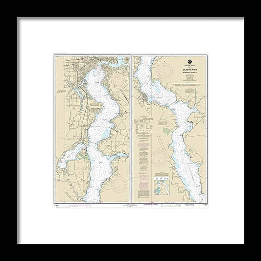 Nautical Chart-11492 St Johns River Jacksonville-racy Point - Framed Print