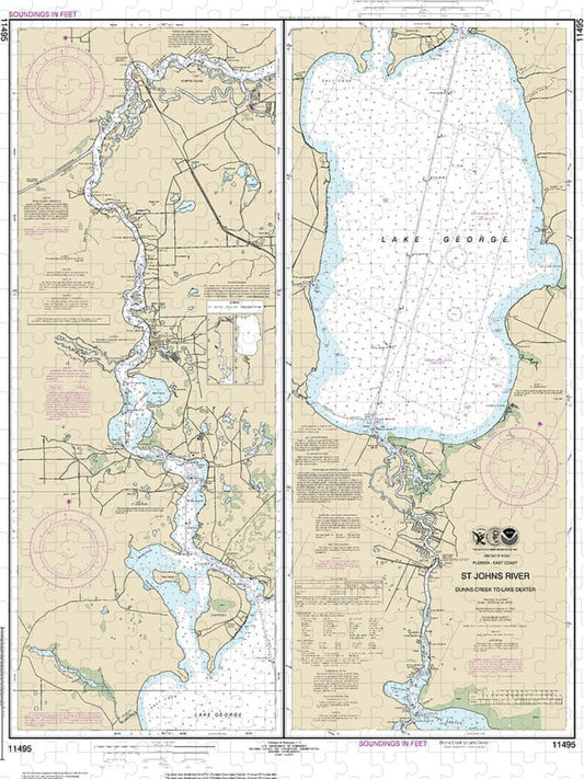 Nautical Chart 11495 St Johns River Dunns Creek Lake Dexter Puzzle