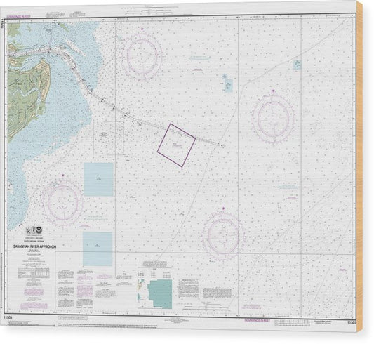 Nautical Chart-11505 Savannah River Approach Wood Print