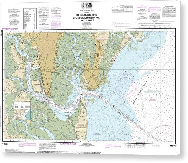 Nautical Chart-11506 St Simons Sound, Brunswick Harbor-turtle River - Canvas Print