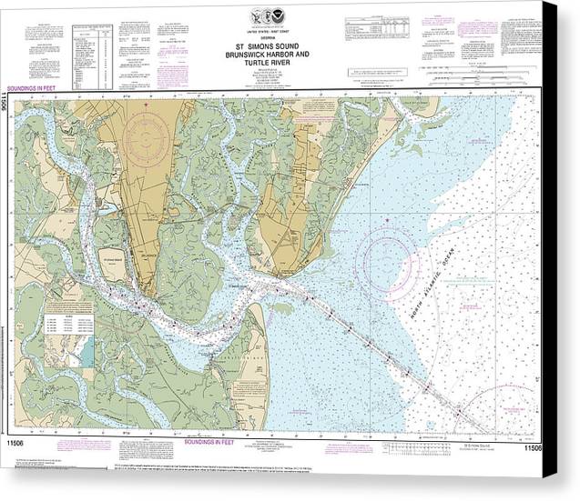 Nautical Chart-11506 St Simons Sound, Brunswick Harbor-turtle River - Canvas Print