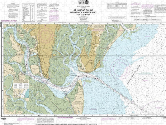 Nautical Chart 11506 St Simons Sound, Brunswick Harbor Turtle River Puzzle