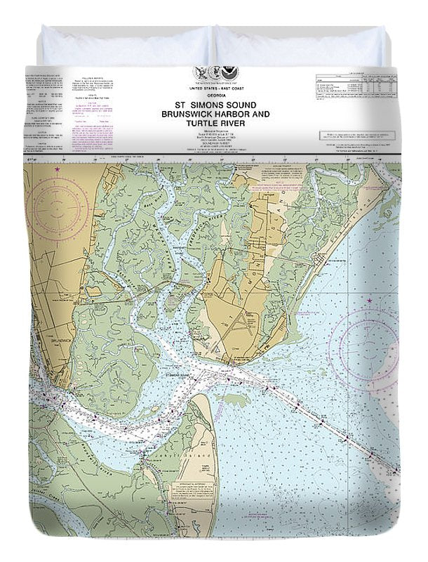 Nautical Chart-11506 St Simons Sound, Brunswick Harbor-turtle River - Duvet Cover