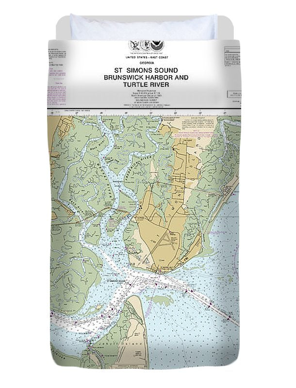 Nautical Chart-11506 St Simons Sound, Brunswick Harbor-turtle River - Duvet Cover