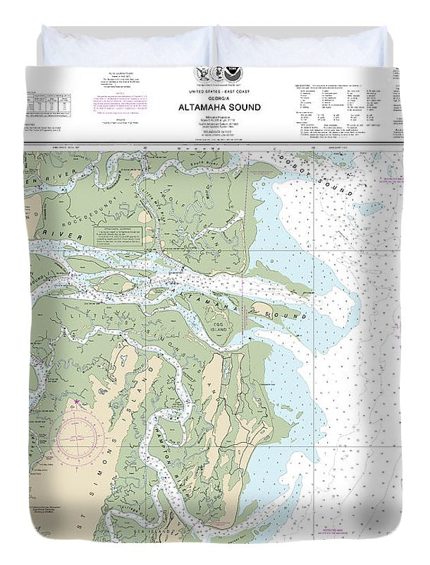 Nautical Chart-11508 Altamaha Sound - Duvet Cover