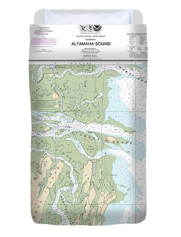 Nautical Chart-11508 Altamaha Sound - Duvet Cover