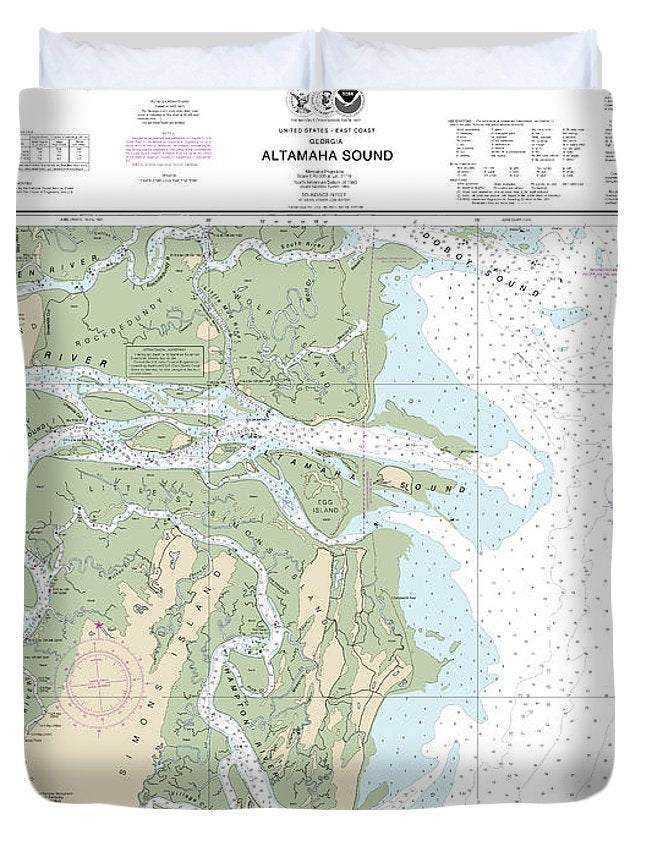 Nautical Chart-11508 Altamaha Sound - Duvet Cover