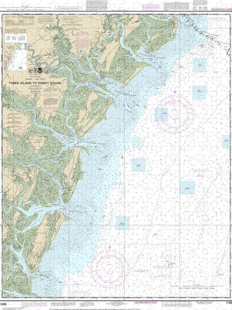 Nautical Chart 11509 Tybee Island Doboy Sound Puzzle