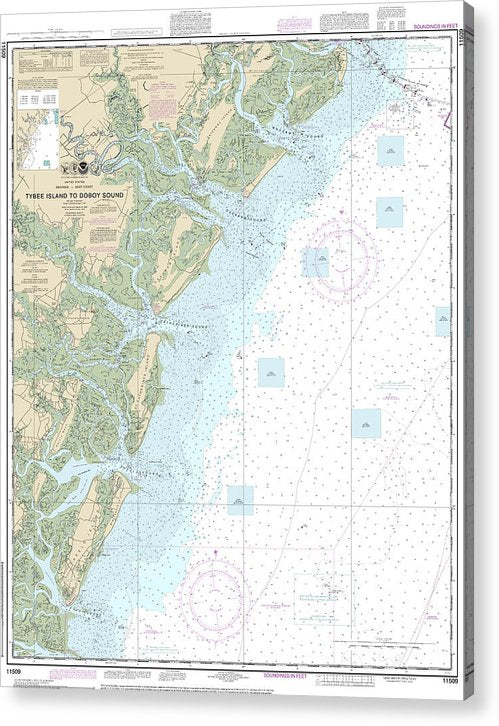 Nautical Chart-11509 Tybee Island-Doboy Sound  Acrylic Print