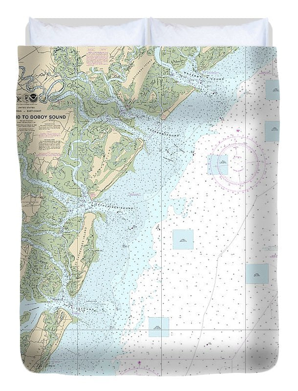 Nautical Chart-11509 Tybee Island-doboy Sound - Duvet Cover