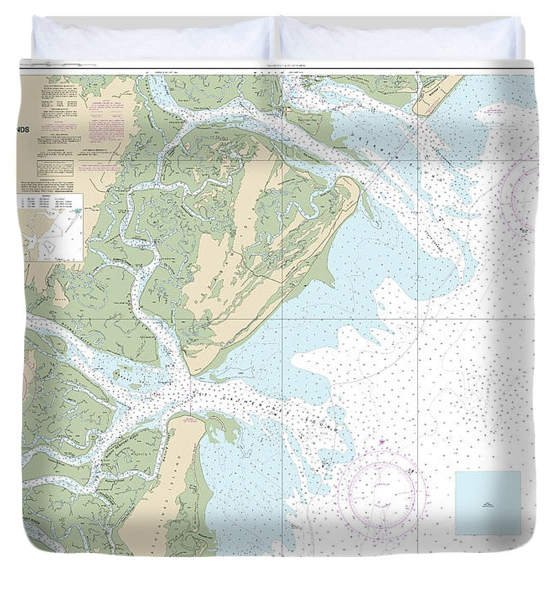 Nautical Chart 11511 Ossabaw St Catherines Sounds Duvet Cover