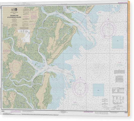 Nautical Chart-11511 Ossabaw-St Catherines Sounds Wood Print
