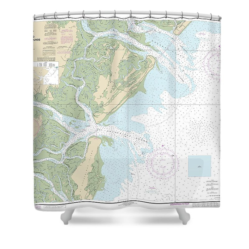 Nautical Chart 11511 Ossabaw St Catherines Sounds Shower Curtain