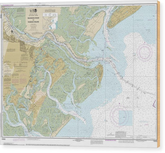 Nautical Chart-11512 Savannah River-Wassaw Sound Wood Print