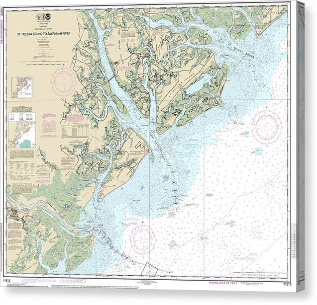 Nautical Chart-11513 St Helena Sound-Savannah River Canvas Print
