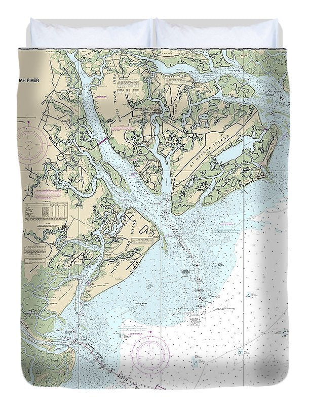 Nautical Chart-11513 St Helena Sound-savannah River - Duvet Cover