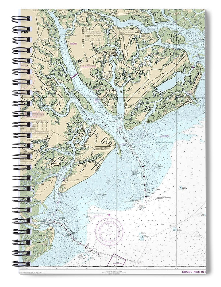Nautical Chart 11513 St Helena Sound Savannah River Spiral Notebook