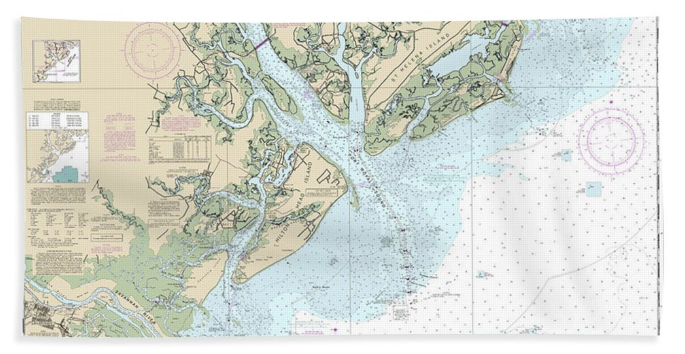 Nautical Chart-11513 St Helena Sound-savannah River - Bath Towel