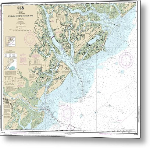 A beuatiful Metal Print of the Nautical Chart-11513 St Helena Sound-Savannah River - Metal Print by SeaKoast.  100% Guarenteed!