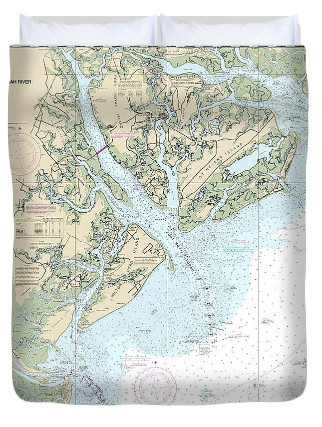 Nautical Chart-11513 St Helena Sound-savannah River - Duvet Cover