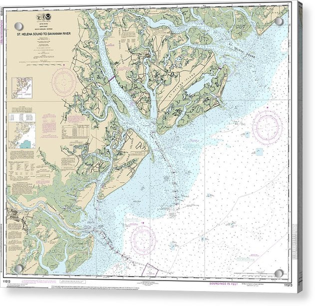 Nautical Chart-11513 St Helena Sound-savannah River - Acrylic Print