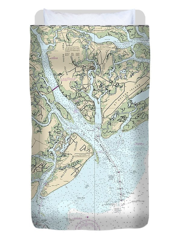 Nautical Chart-11513 St Helena Sound-savannah River - Duvet Cover