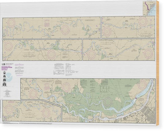 Nautical Chart-11514 Savannah River Savannah-Brier Creek Wood Print