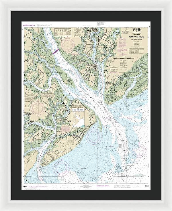 Nautical Chart-11516 Port Royal Sound-inland Passages - Framed Print