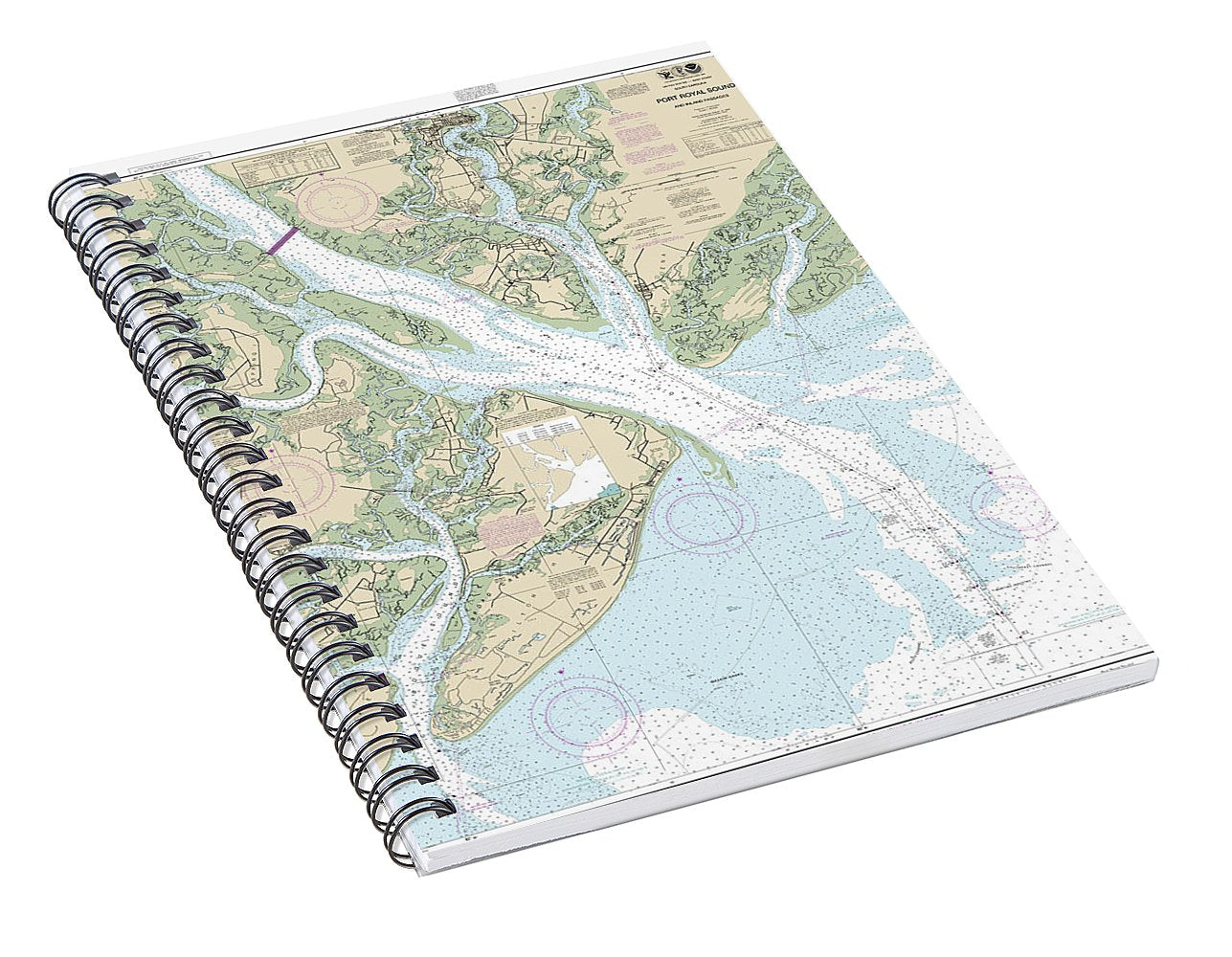 Nautical Chart-11516 Port Royal Sound-inland Passages - Spiral Notebook