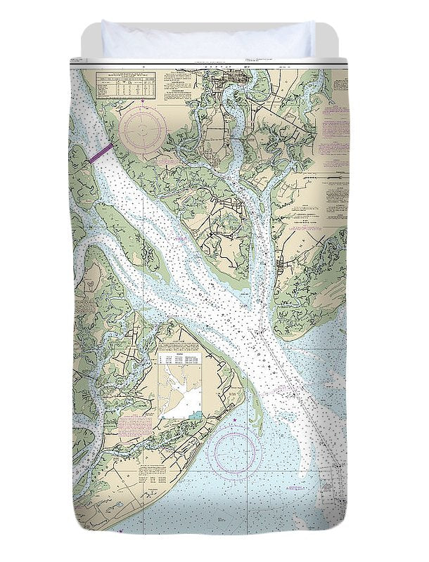 Nautical Chart-11516 Port Royal Sound-inland Passages - Duvet Cover