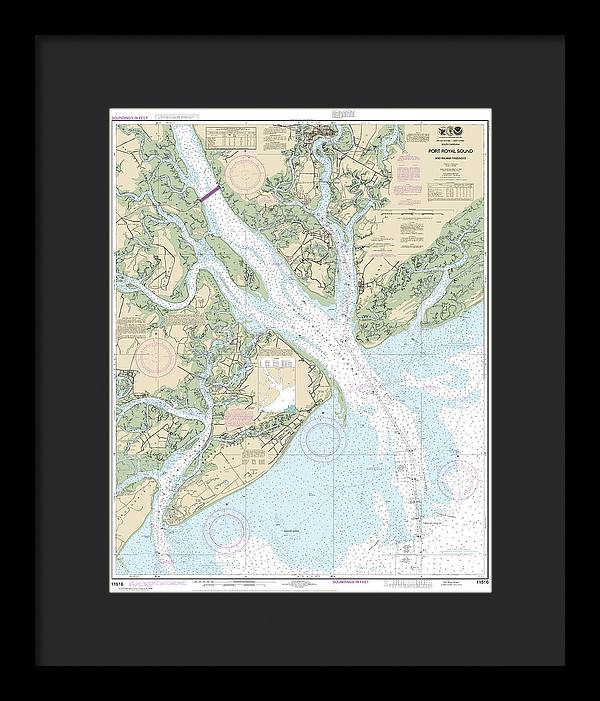 Nautical Chart-11516 Port Royal Sound-inland Passages - Framed Print