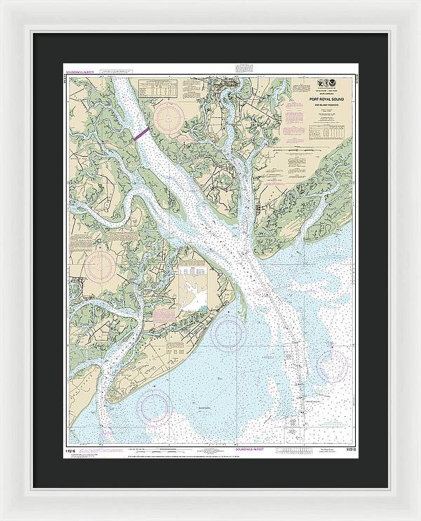 Nautical Chart-11516 Port Royal Sound-inland Passages - Framed Print