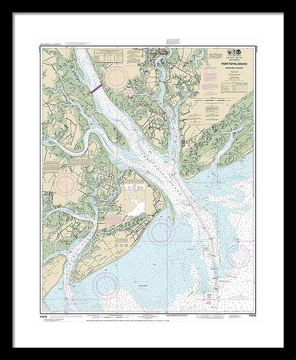 Nautical Chart-11516 Port Royal Sound-inland Passages - Framed Print