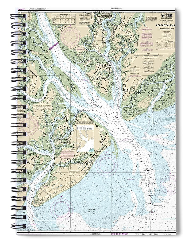 Nautical Chart 11516 Port Royal Sound Inland Passages Spiral Notebook