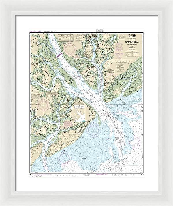 Nautical Chart-11516 Port Royal Sound-inland Passages - Framed Print