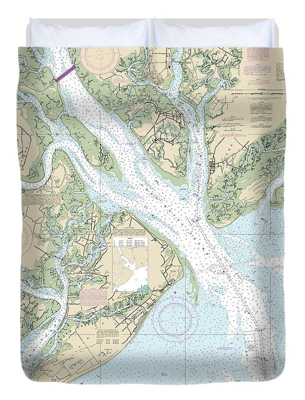 Nautical Chart-11516 Port Royal Sound-inland Passages - Duvet Cover