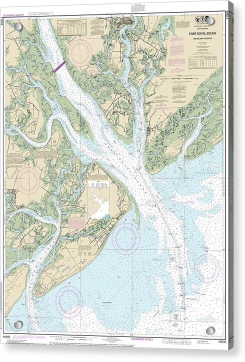 Nautical Chart-11516 Port Royal Sound-inland Passages - Acrylic Print