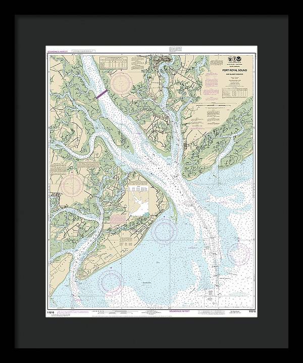 Nautical Chart-11516 Port Royal Sound-inland Passages - Framed Print