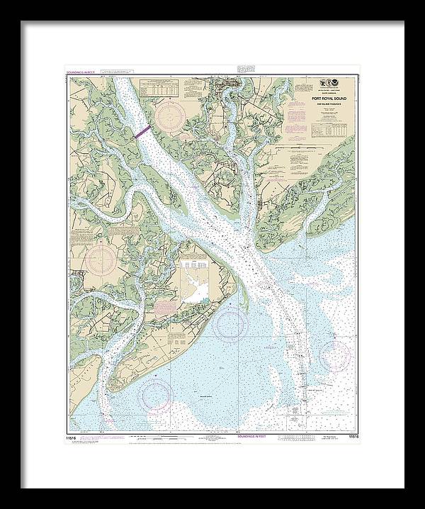 Nautical Chart-11516 Port Royal Sound-inland Passages - Framed Print