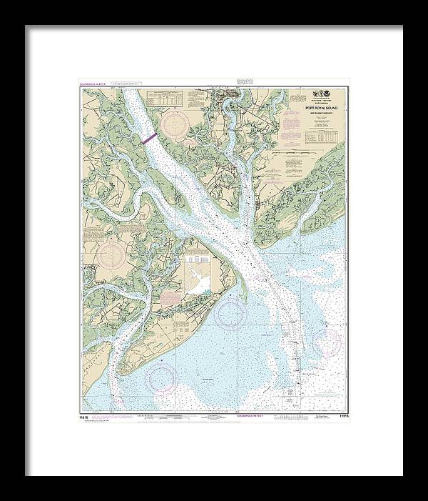 Nautical Chart-11516 Port Royal Sound-inland Passages - Framed Print