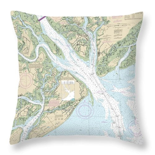 Nautical Chart-11516 Port Royal Sound-inland Passages - Throw Pillow